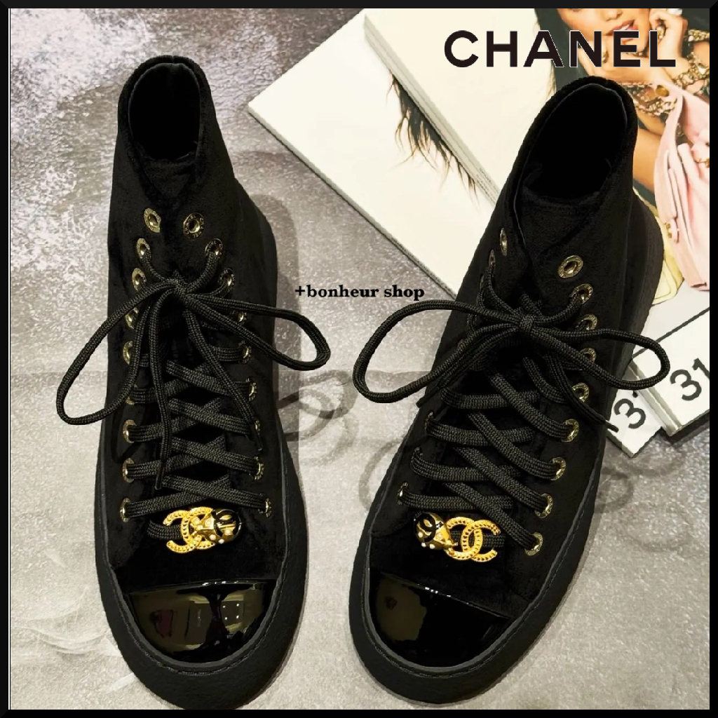 【ゴールドロゴがポイント☆】CHANEL ハイカットスニーカー