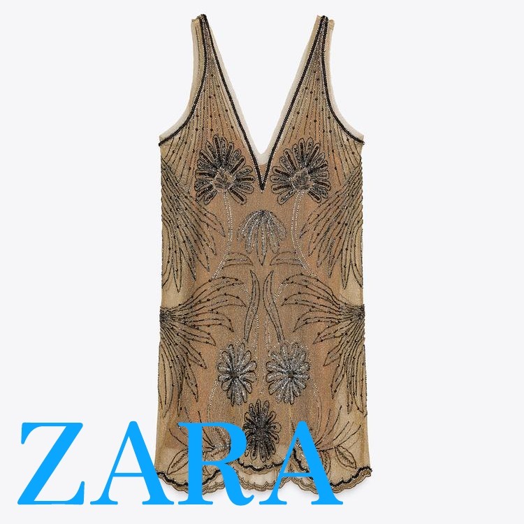 【ZARA】ZW COLLECTION チュール刺繍ワンピース 7521/207/303