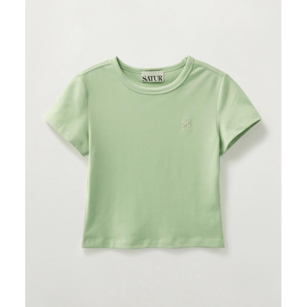 ★SATUR★ W Essential Basic Logo Short Sleeve T-Shirt Mint