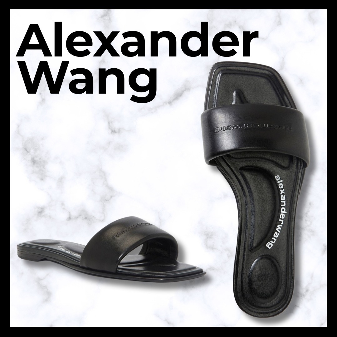 Alexander Wang■ Vy ラムスキン プールサンダル フラット ロゴ