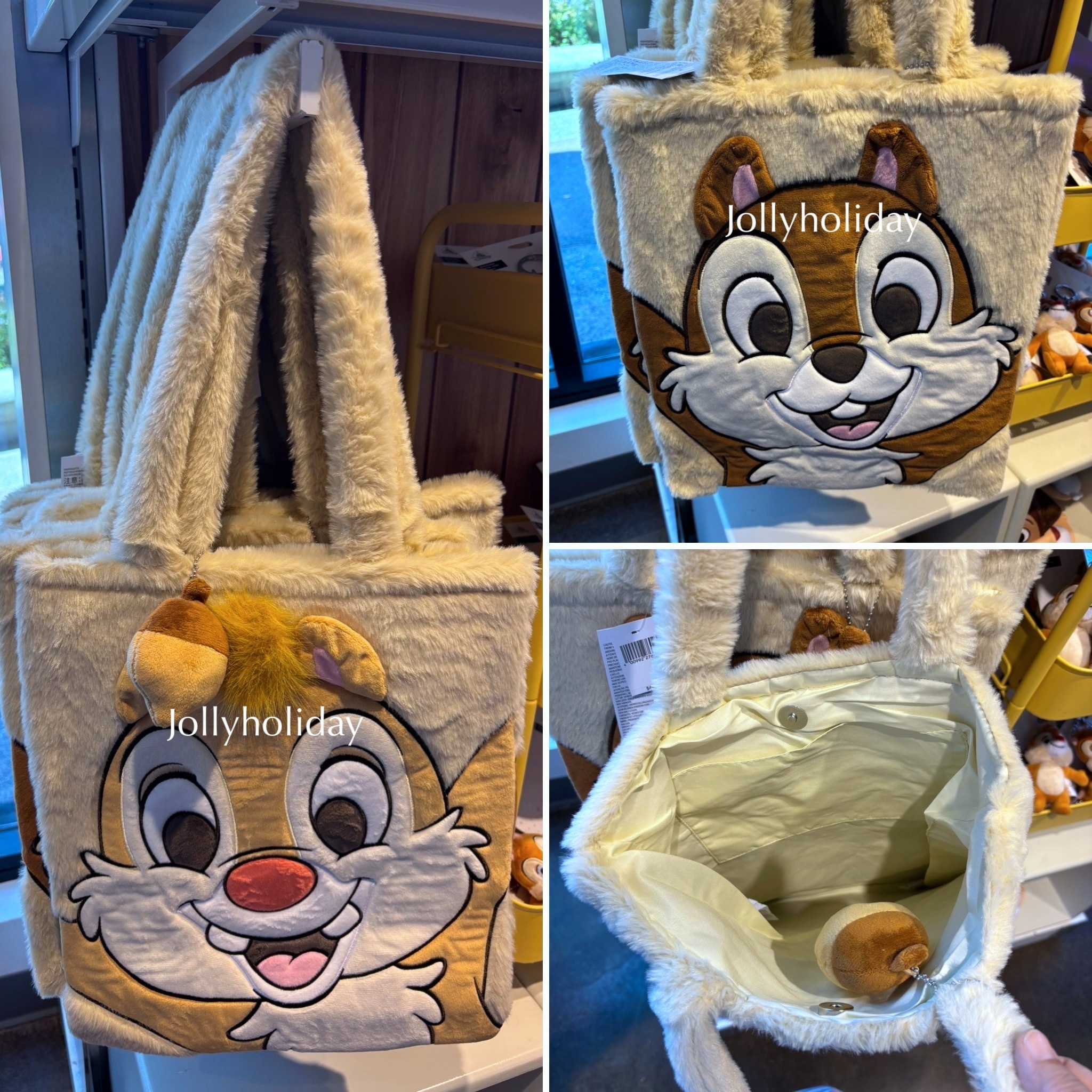 ☆US Disney Parks☆チップ＆デール ふわふわトートバッグ