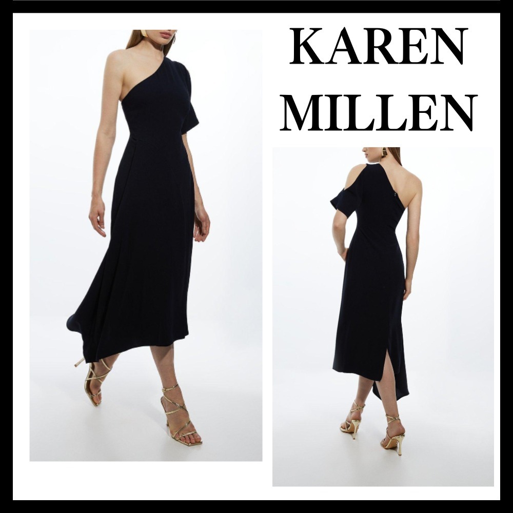 ◆KAREN MILLEN◆ ワンショルダーアシンメトリードレープドレス