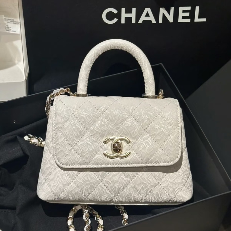 25A CHANEL ココハンドル 大人気サイズ 14.5cm ホワイト