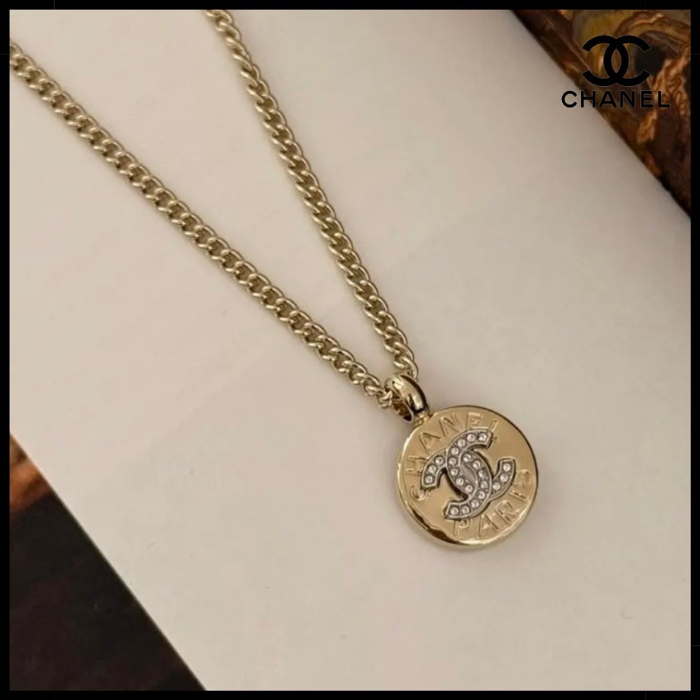 【シンプルでお洒落♪】CHANEL ネックレス CCロゴ 丸型 ゴールド