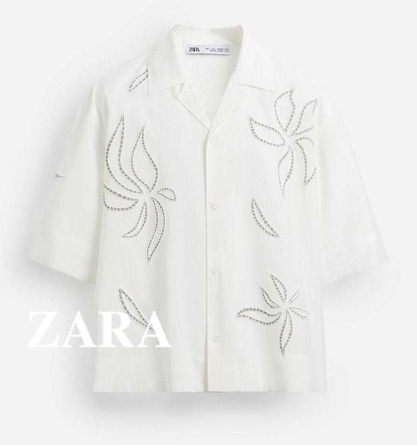 ★ドイツ発*ZARA*新作*カットワーク刺繍半袖シャツ/WS★