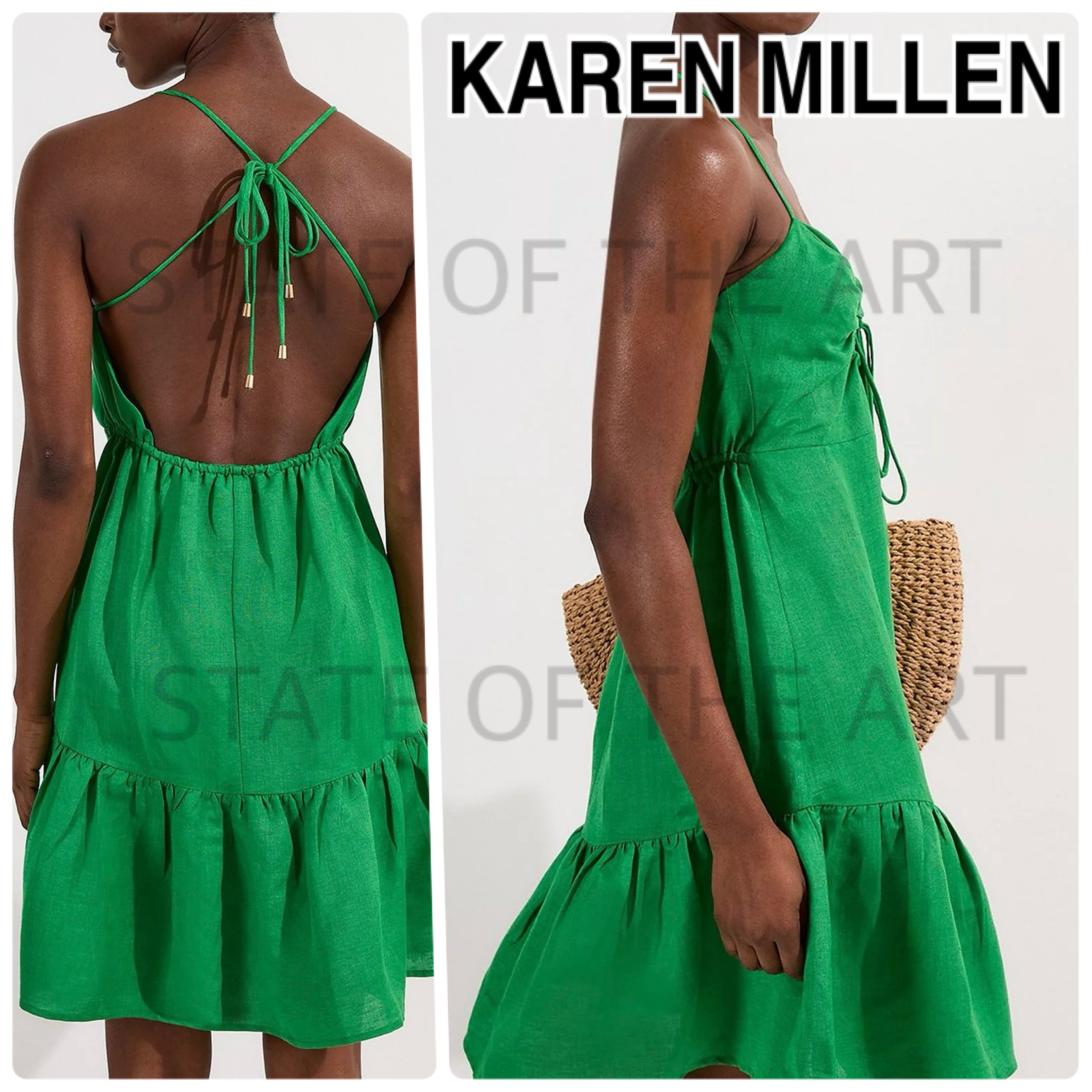 【Karen Millen】ヴィスコース リネン ミニ ビーチドレス