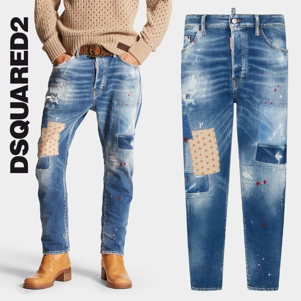 送料関税込♪DSQUARED2/パッチワーク デニムジーンズ