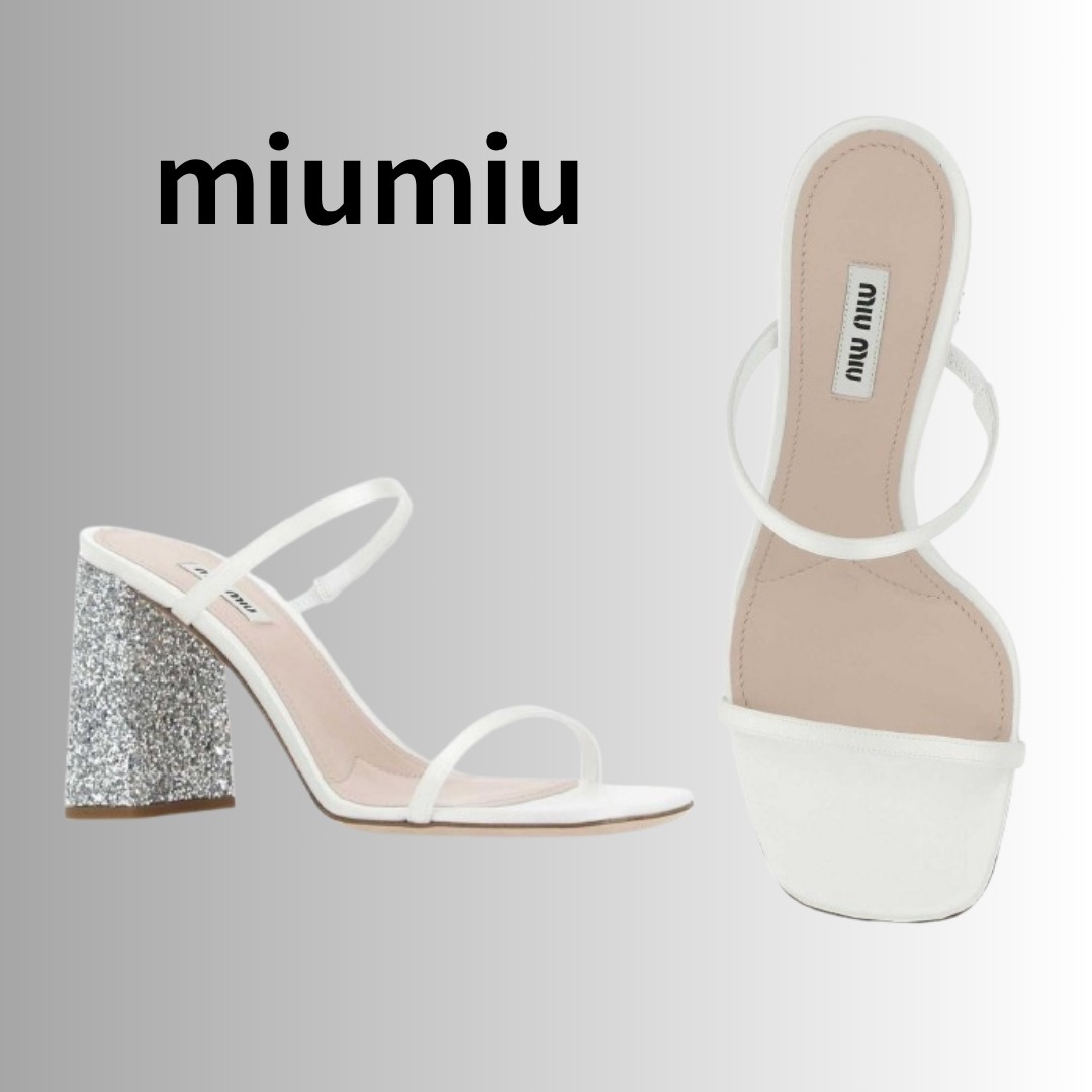 Miu Miu 装飾スリッポンヒールサンダル