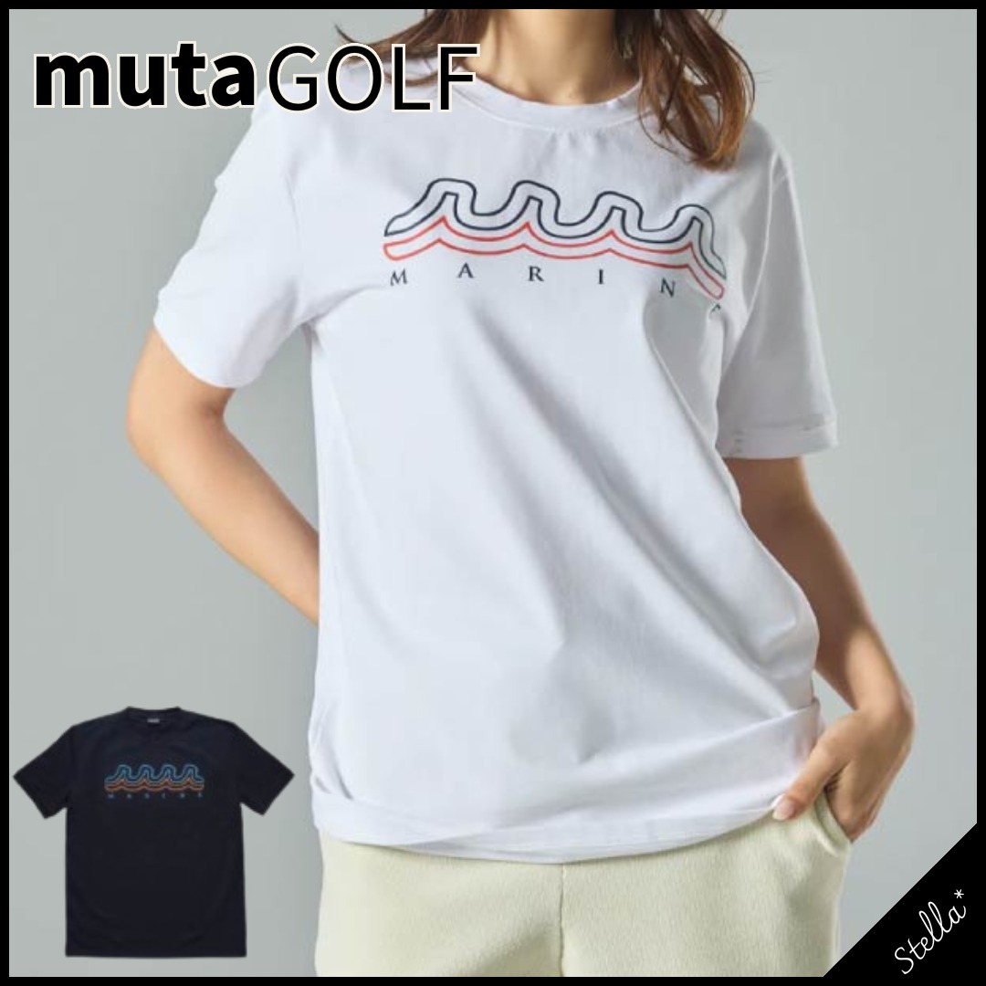 注目■mutaGOLF■大人気 半袖 OUTLINE ロゴTシャツ 国内発送