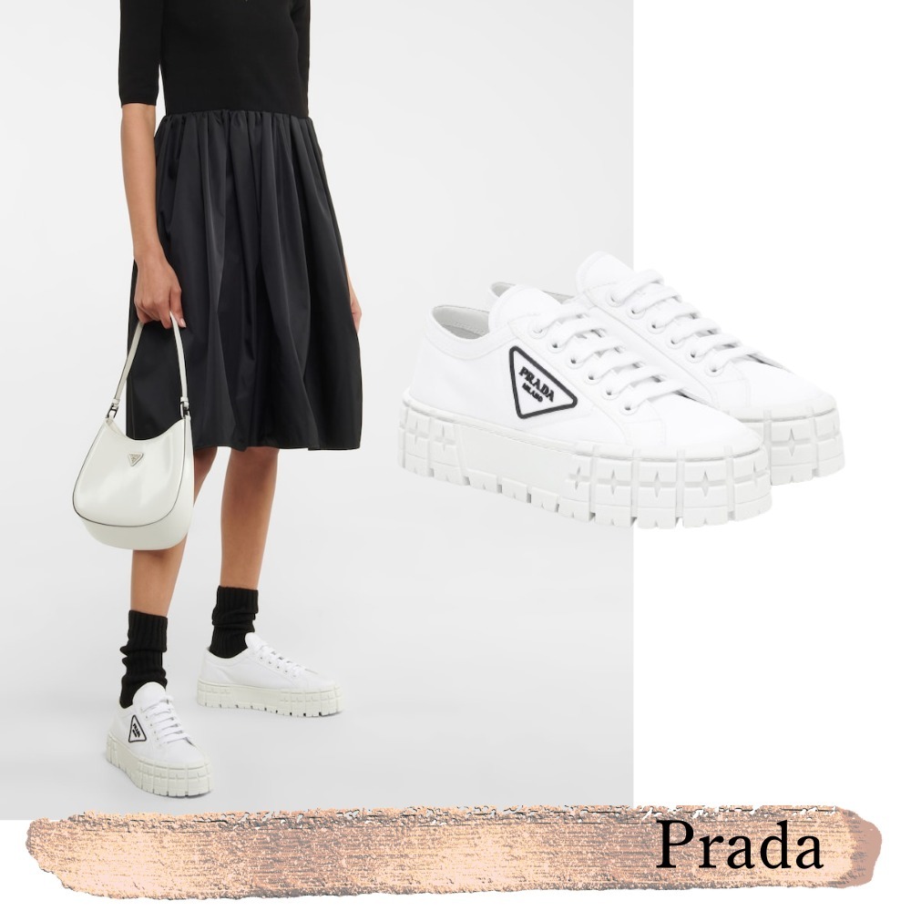 PRADA☆関税込☆ホイールギャバジン ホワイトスニーカー