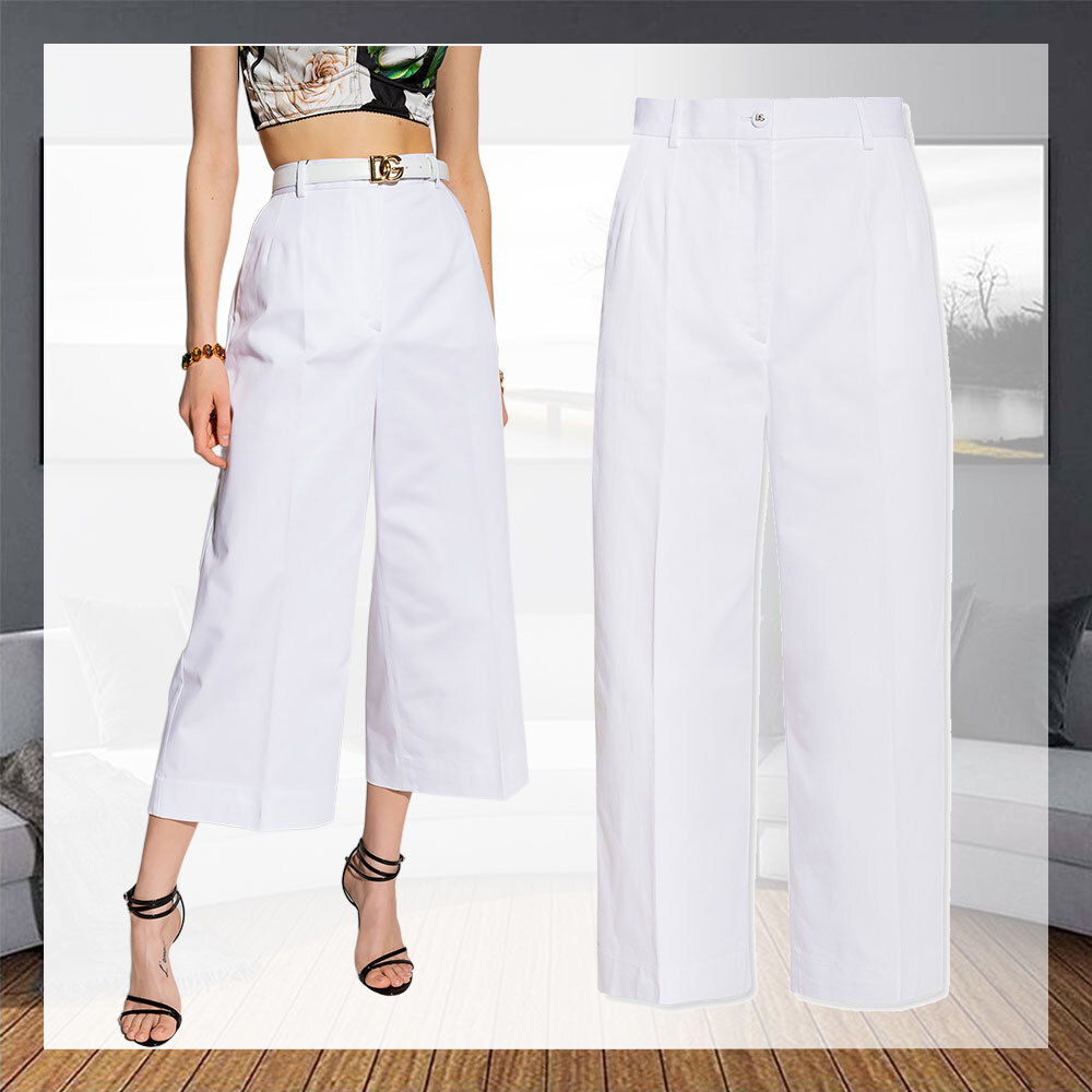 Dolce & Gabbana WHITE HIGH-WAISTED CULOTTES キュロット 上品