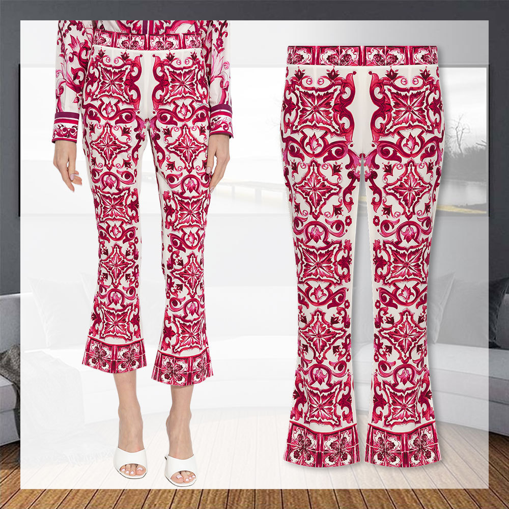 Dolce & Gabbana PINK SILK TROUSERS シルク パンツ 光沢 美脚