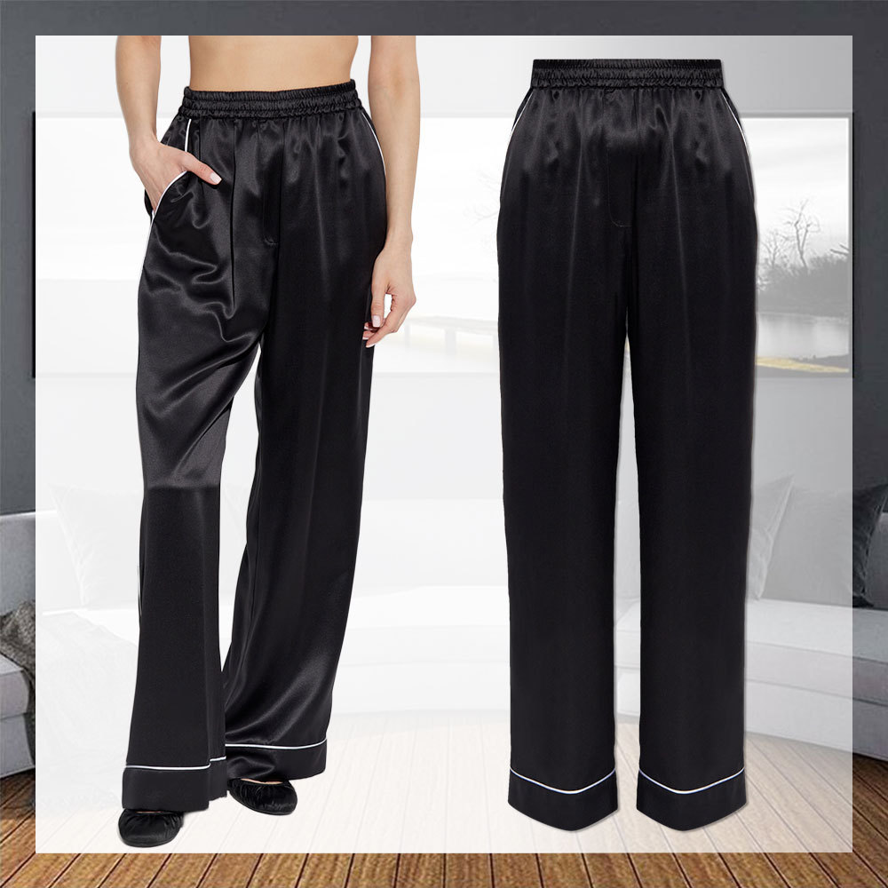 Dolce & Gabbana BLACK SILK WIDE-LEG PANTS ワイド パンツ 美脚