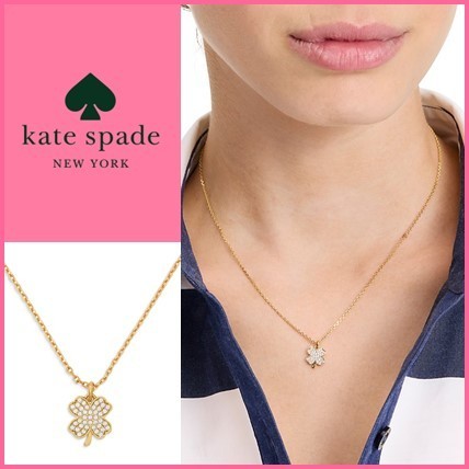 【kate spade new york】パヴェ クローバー ネックレス ゴールド