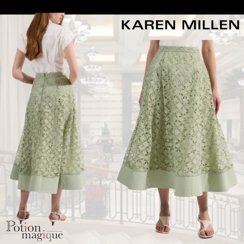 ★Karen Millen★ カットワーク刺繍 ミディウエディングスカート