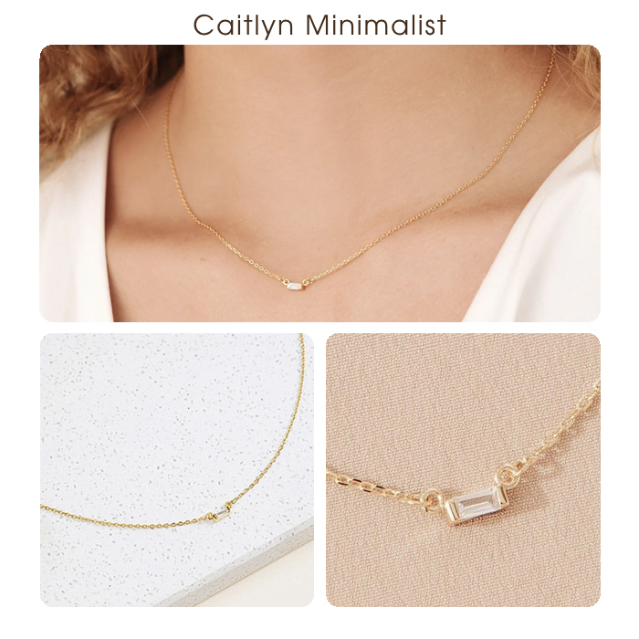 《CaitlynMinimalist》エメリー バゲット ネックレス 金 銀