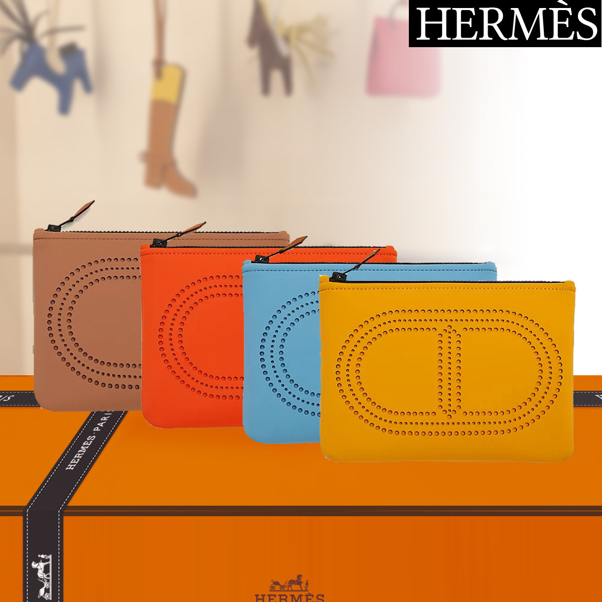 HERMES ポーチ Neobain Maillon Marin PM