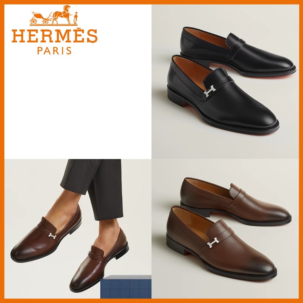 大人かっこいい♪【HERMES】Mocassins Julio ローファー ロゴ