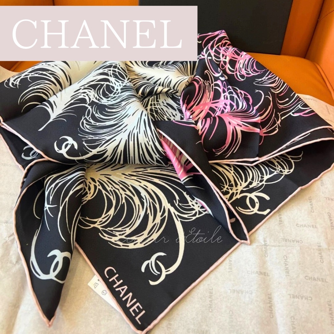 【インパクト大★】CHANEL スカーフ 25S 羽モチーフ