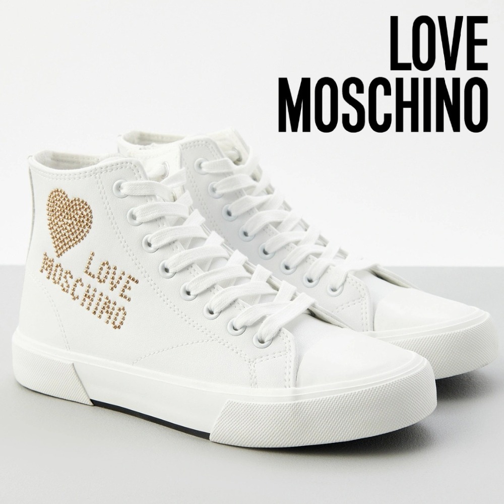 関税送料込♪LOVE MOSCHINO/スタッズロゴ ハイカットスニーカー