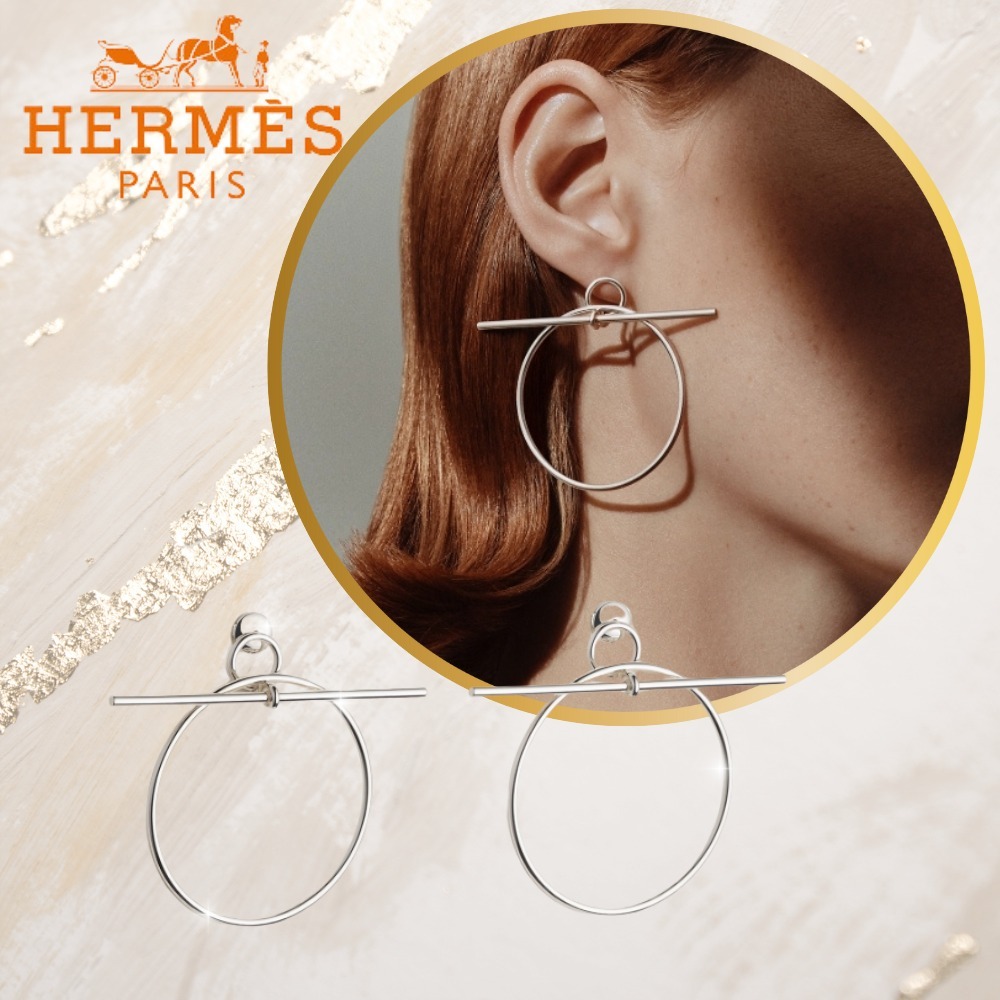 【上品×華やか】HERMES ループ イヤリング ミディアムモデル
