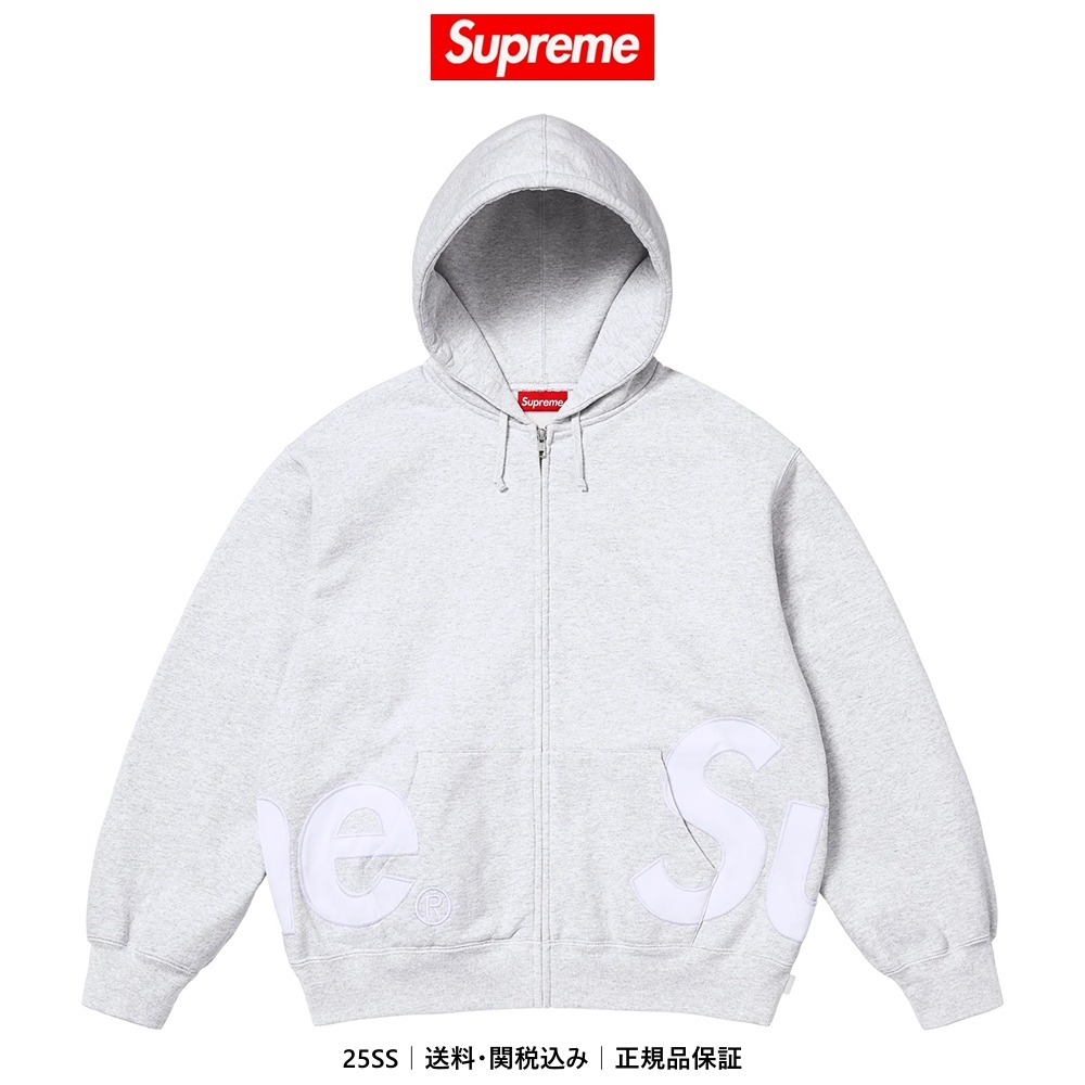 【Supreme】Big Logo Zip Up Hooded Sweatshirt Ash Grey - 25SS