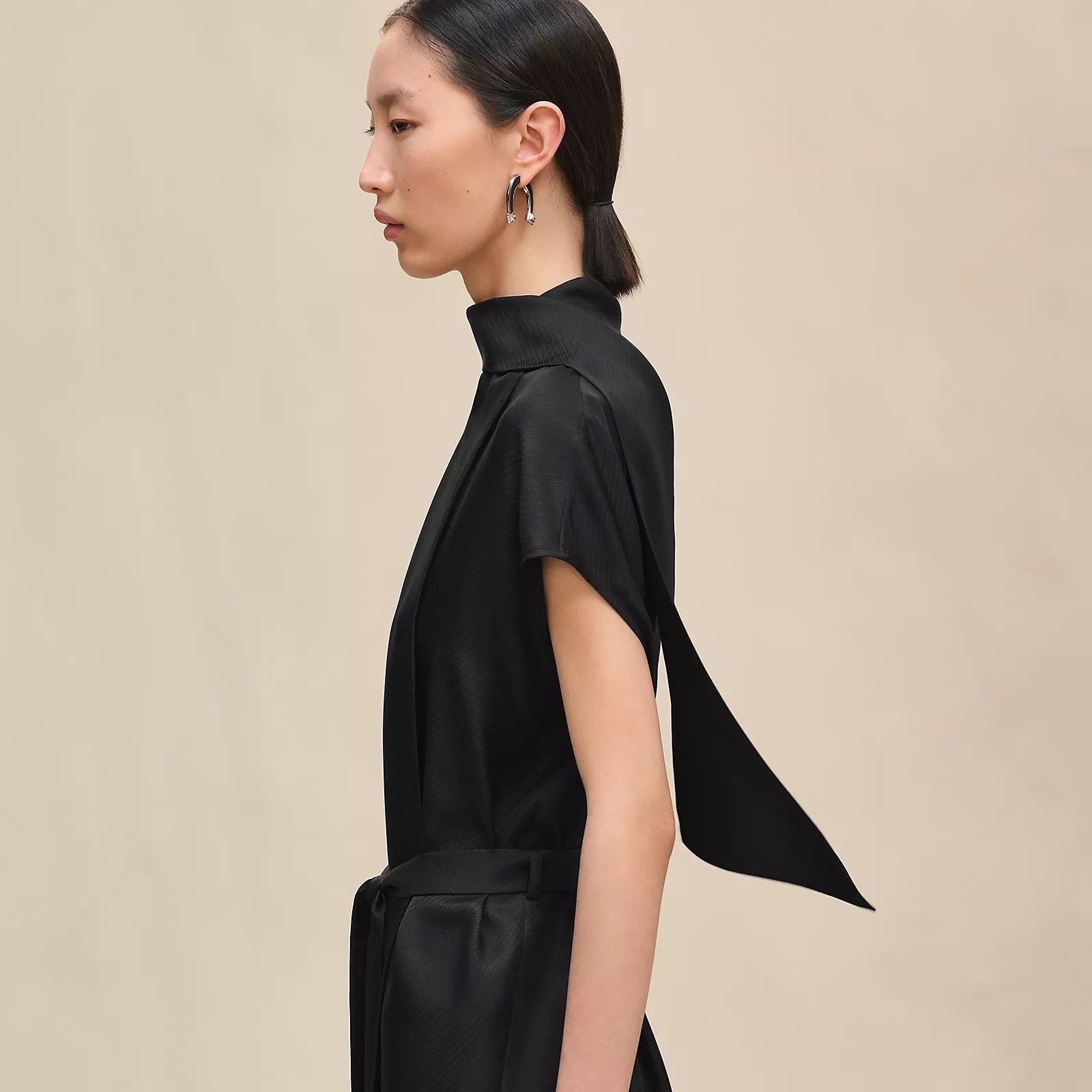 25AW☆HERMES★《ラヴァリエールネックドレス》ブラック