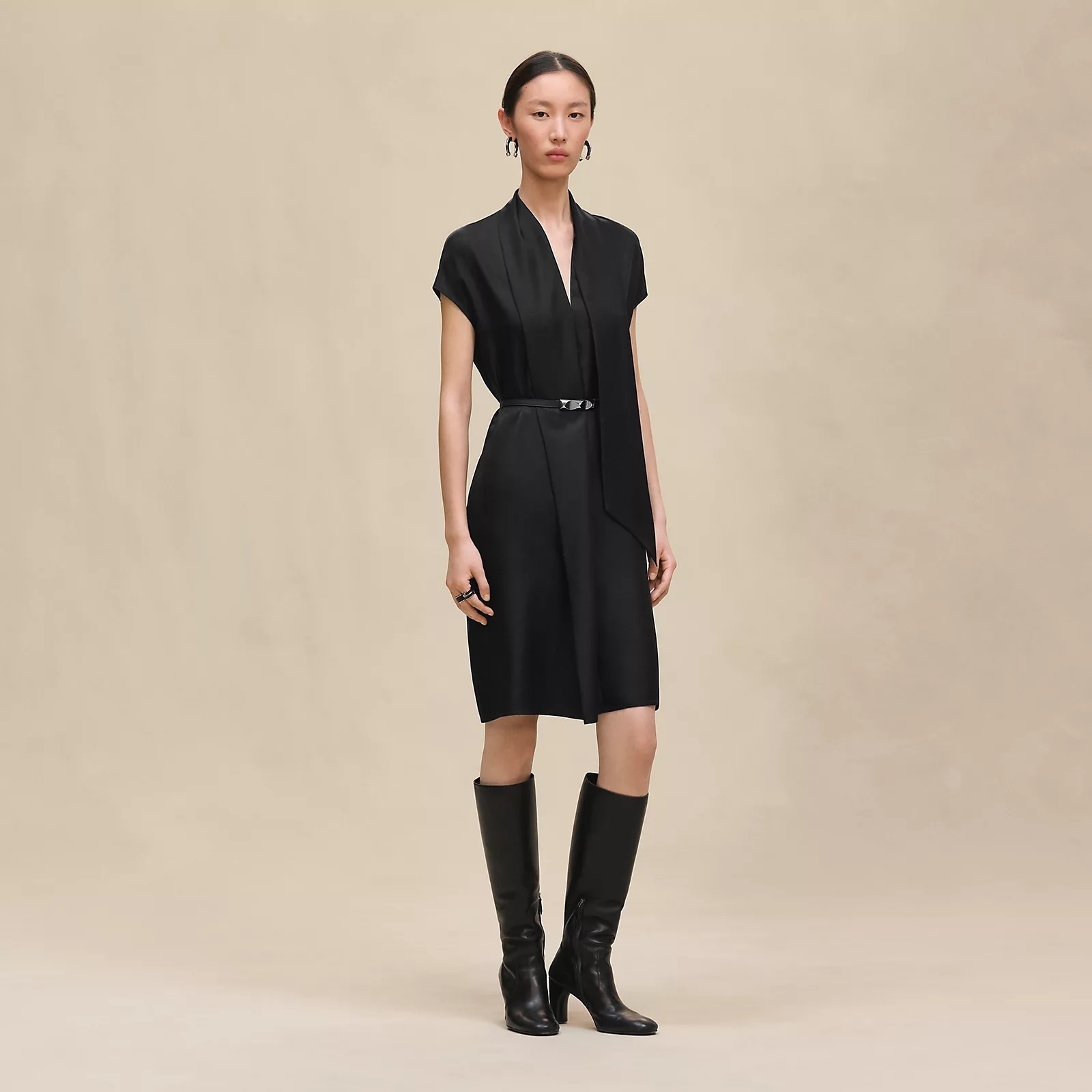 25AW☆HERMES★《ラヴァリエールネックドレス》ブラック