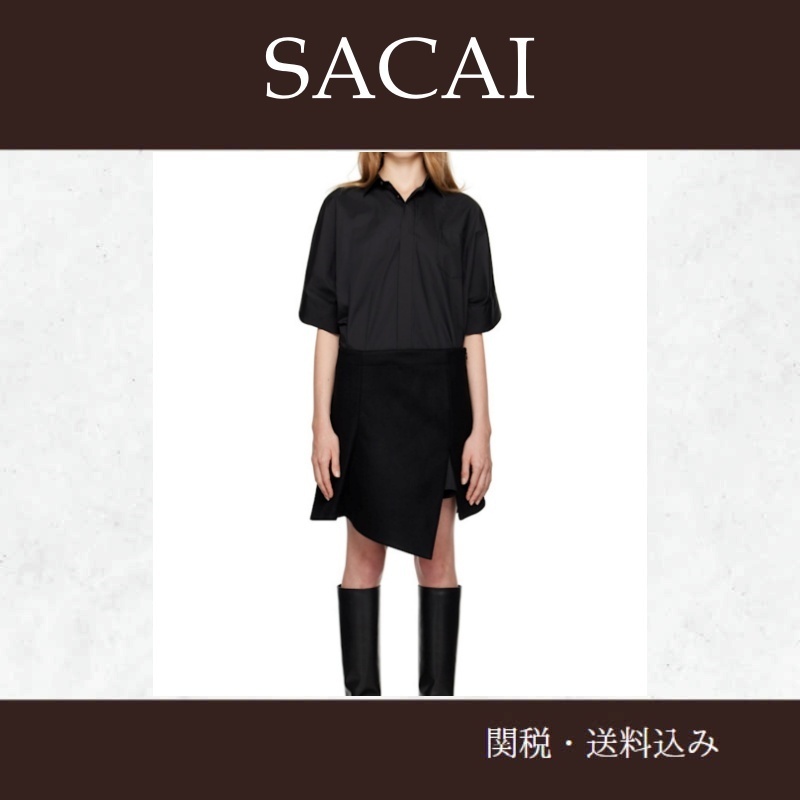 sacaiサカイ★ブラック パネル ミニドレス