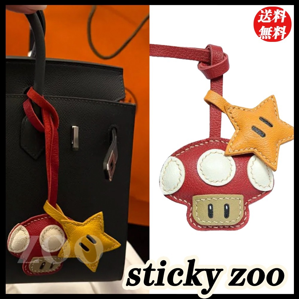 【STICKY ZOO】 マッシュルーム 星 チャーム キーホルダー