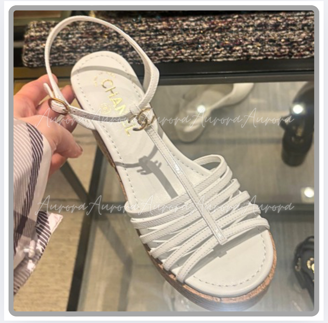 関税無_厚底_美女セレクト_CHANEL_サンダル_白_コルク