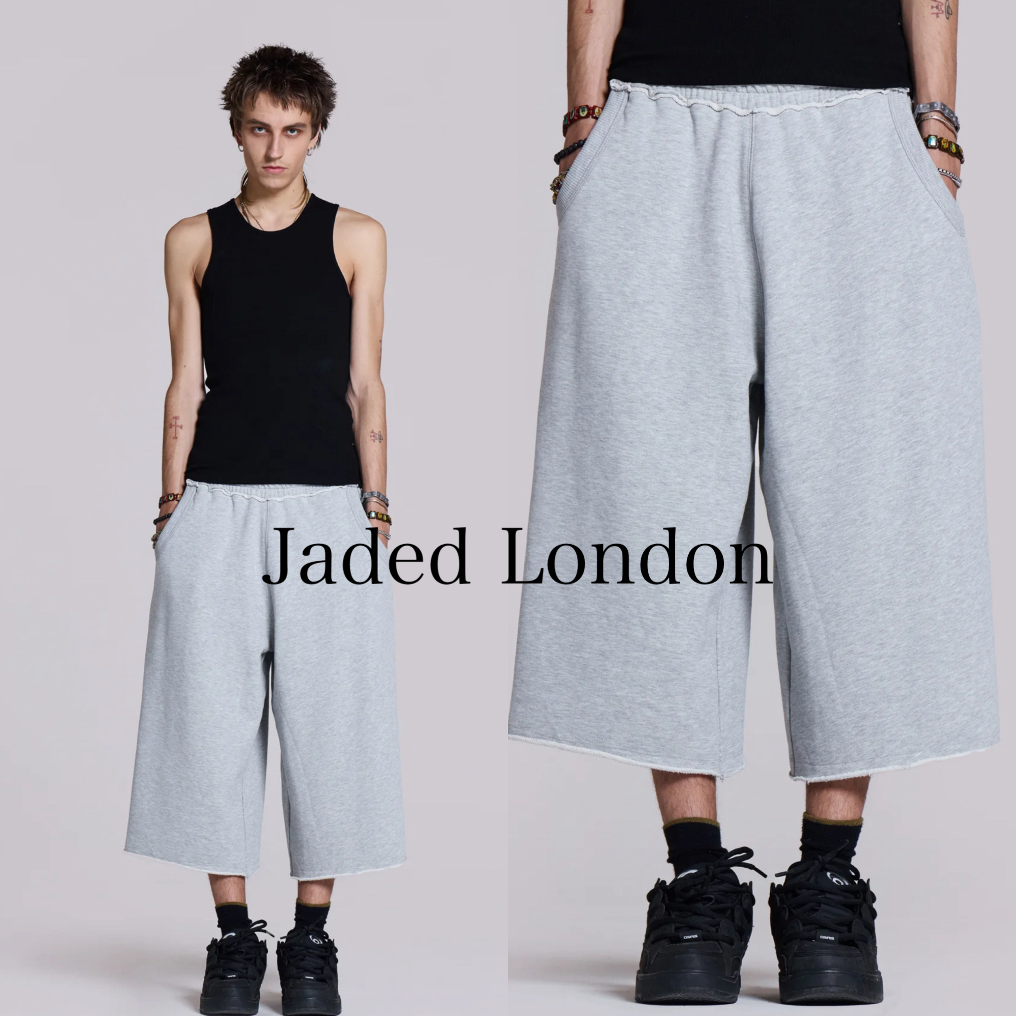 国内発送◆関送込◆JADED LONDON◆Monster 3/4 Grey Marl Shorts