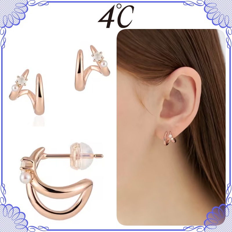 大人気!! ４℃ K10 シルバー ジュエリー 2連風ピアス