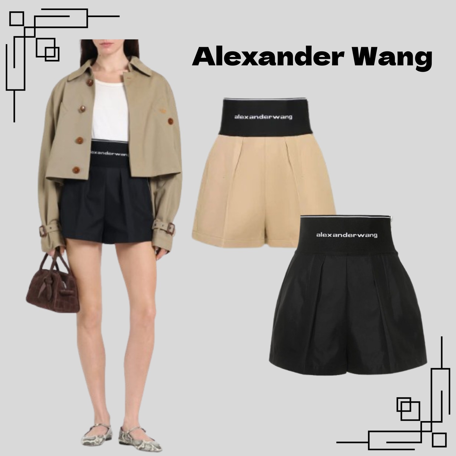 テーラードコットン＆ナイロンショーツ/Alexander Wang