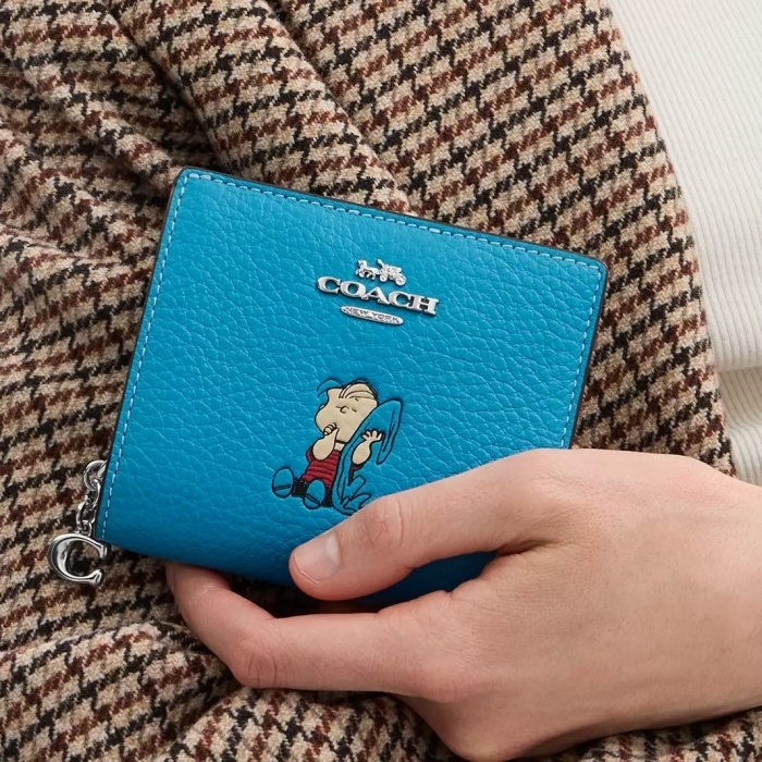 COACH X PEANUTS スナップ ウォレット ライナス ブルー
