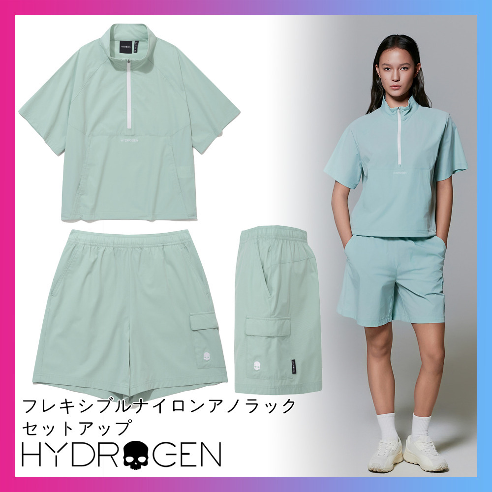 【HYDROGEN】(韓国)フレキシブルアノラックセットアップ 浅葱色