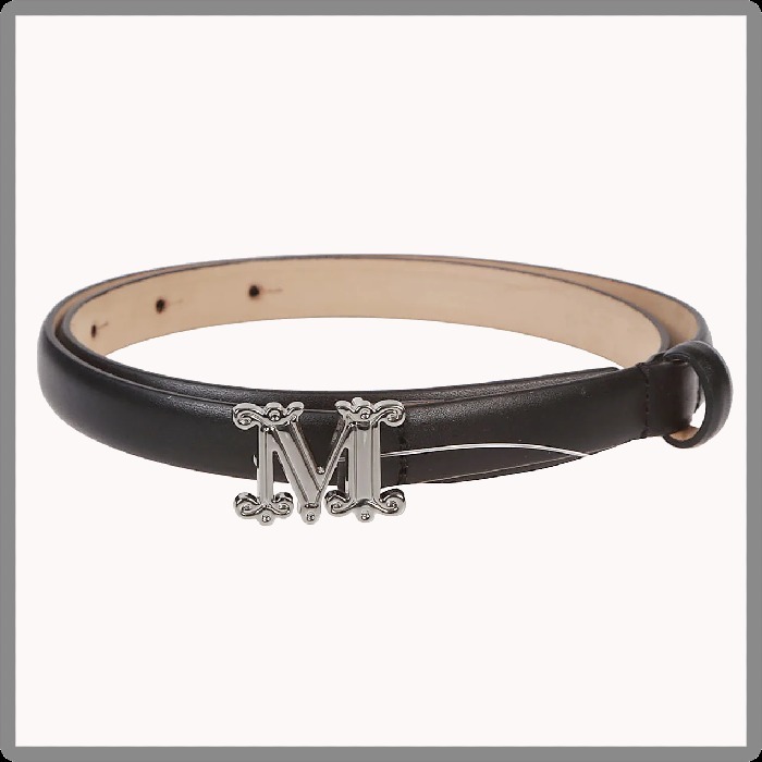 関税負担なし◆Max Mara◆Mgraziata カーフレザーベルト ロゴ