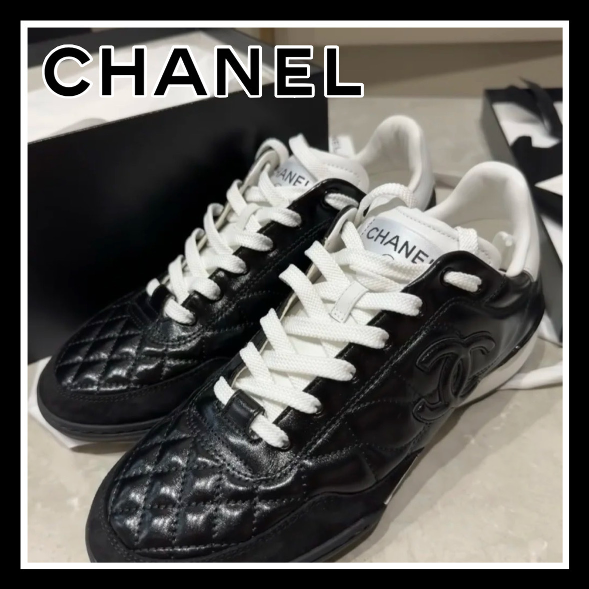 《キルティング可愛い》CHANEL 25Sスニーカー ブラック&ホワイト