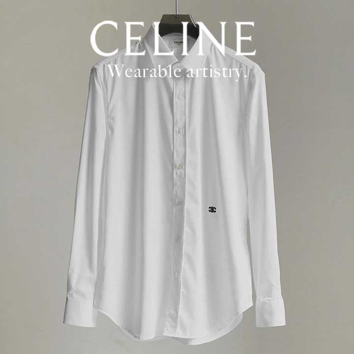 *トレンド感抜群*【CELINE】トリオンフ刺繍入り ルーズシャツ