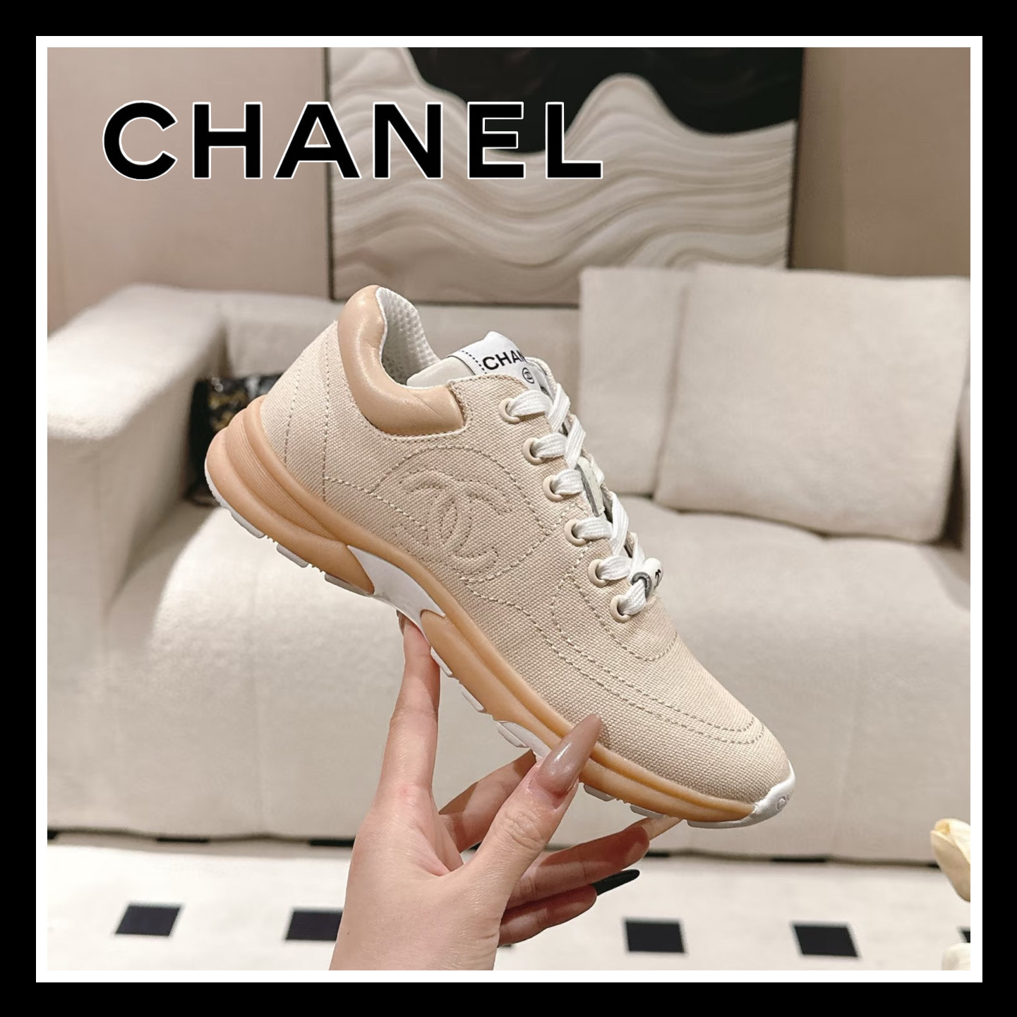 《大人カジュアル》CHANEL 25Cスニーカー ベージュ