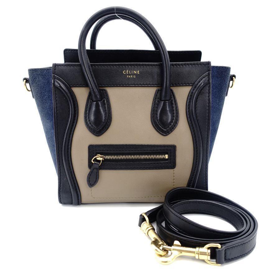 セリーヌ CELINE ラゲージ マイクロショッパー ネイビー レザー