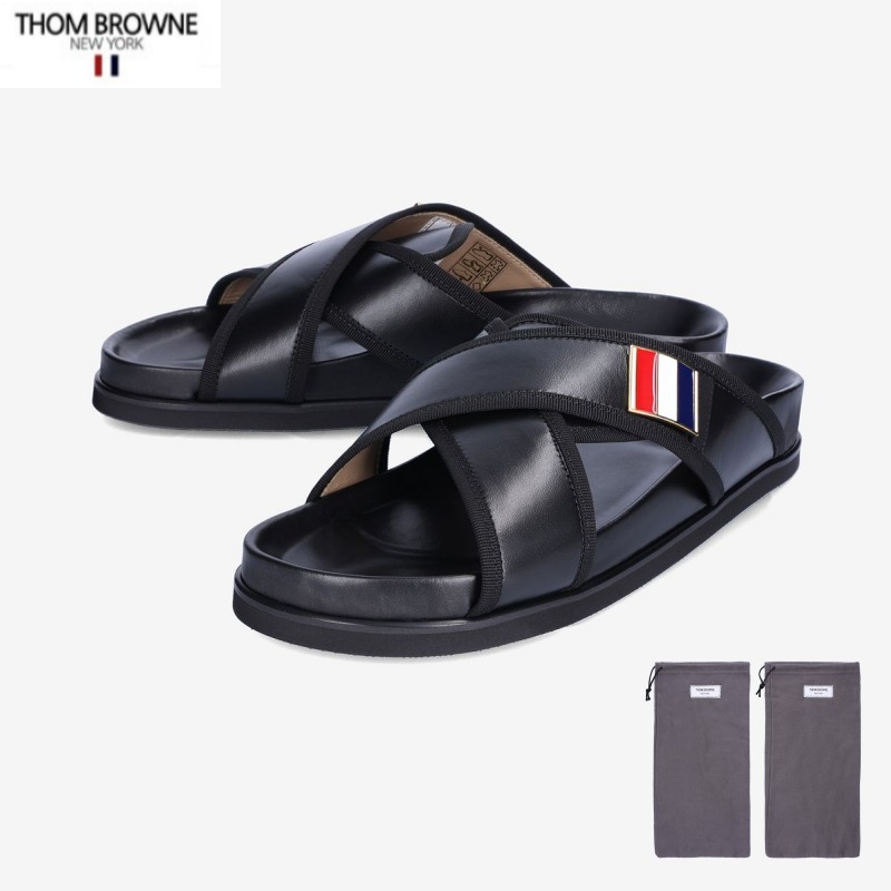 THOM BROWNE★23SS★Vitelloクロス ローファーサンダル ブラック