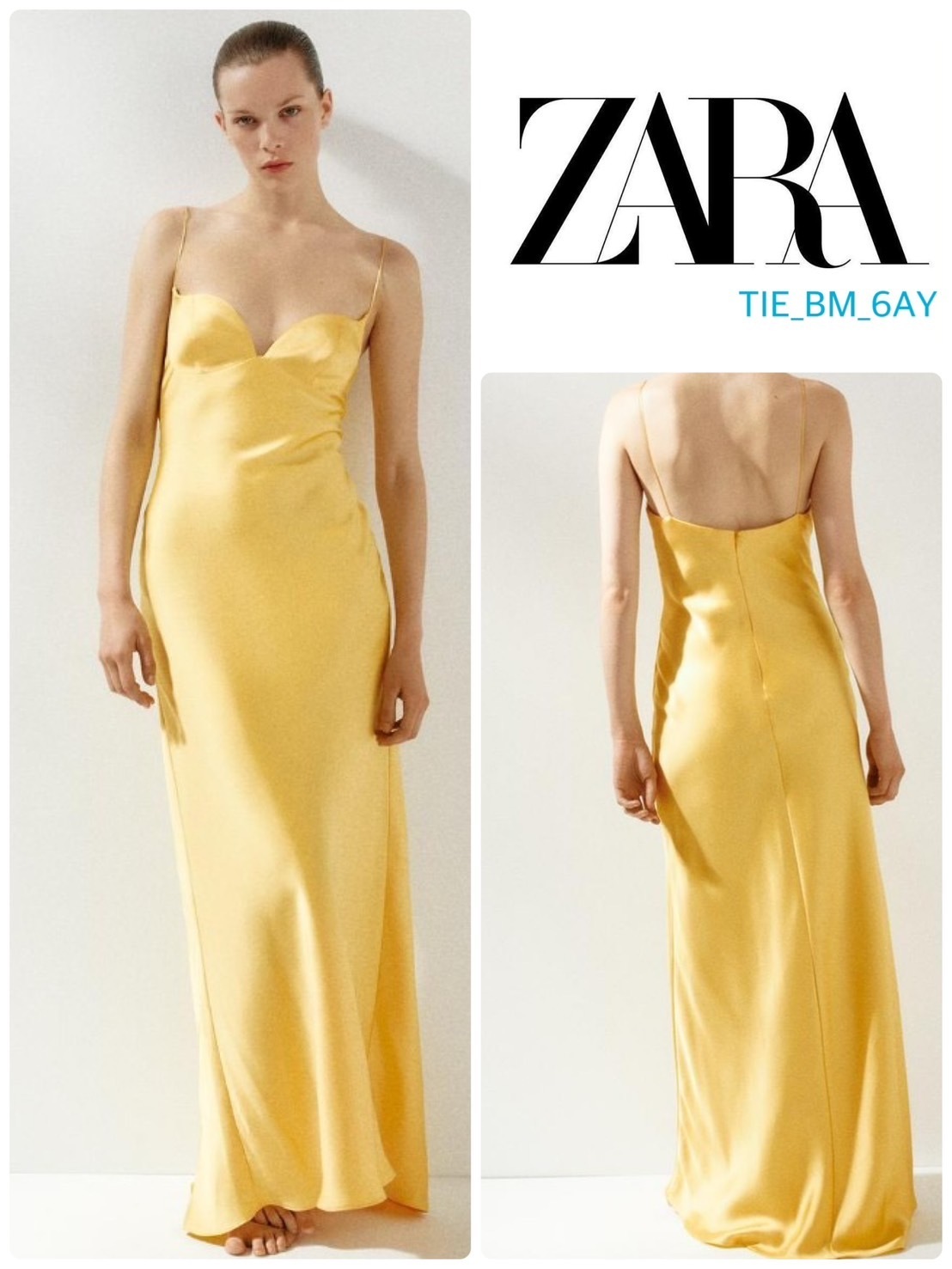 スペイン発送 ZARA ロングサテンドレス 上品カジュアル 今季新作