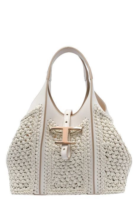 【TOD'S】T タイムレス ラフィア＆レザー トートバッグ ミニ