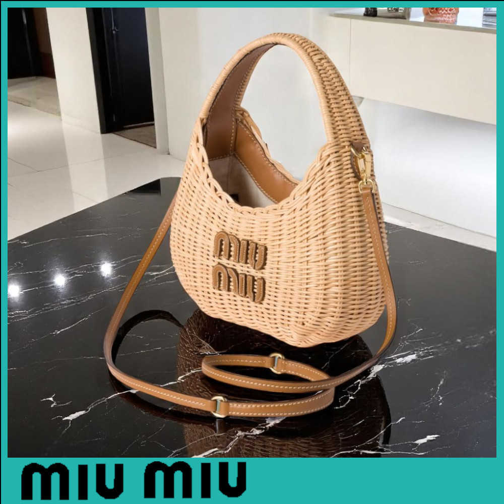 ★MIU MIU直営店★Wander ウィッカーハンドバッグ
