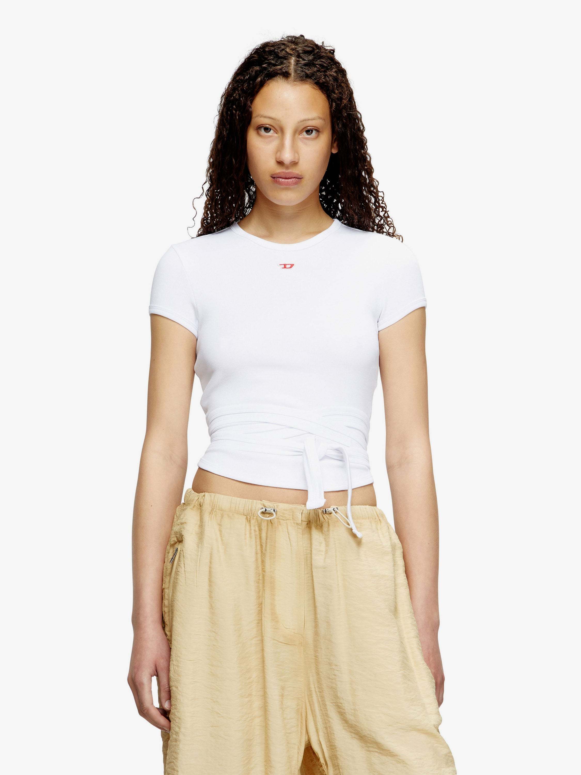 Tシャツ・カットソー DIESEL T-Bunny -Tail stretch cotton top Bianco