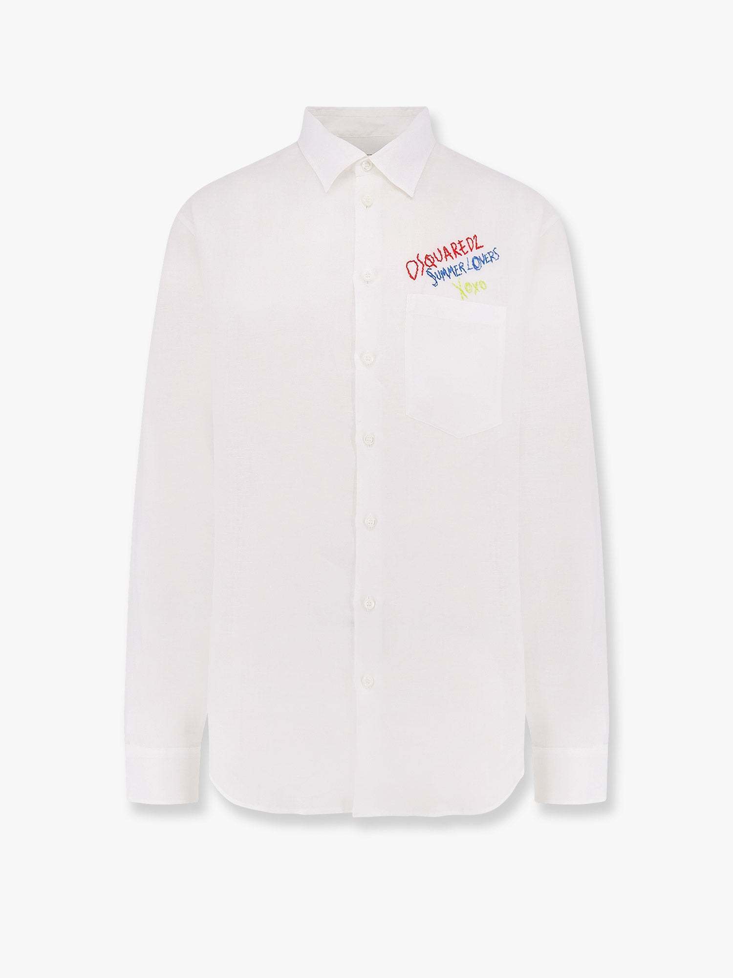 シャツ DSQUARED2 Summer oversized linen shirt Bianco