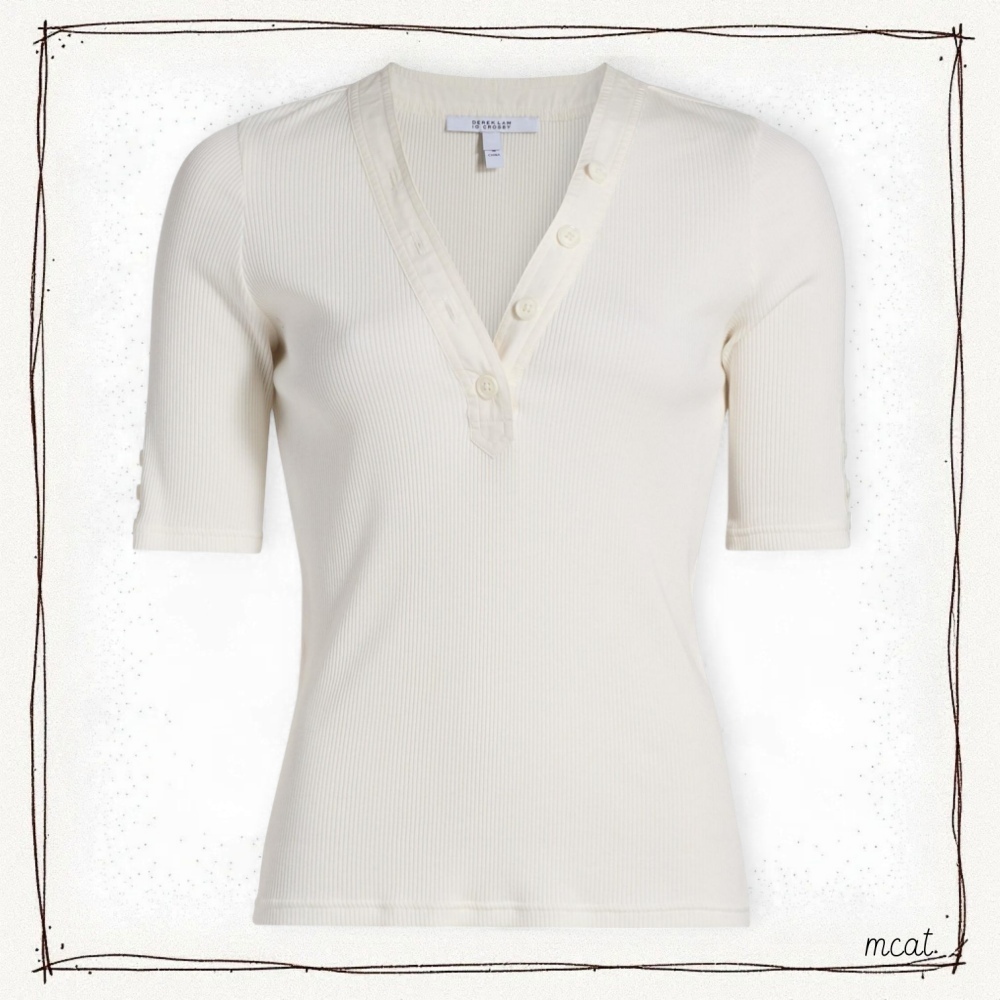 Derek Lam 10 Crosby ★ エイドリアン Vネック リブ Tシャツ