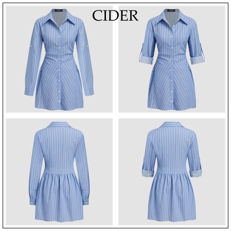 Cider◆ストライプ ギャザー入り ミニ ワンピース【送料込み】