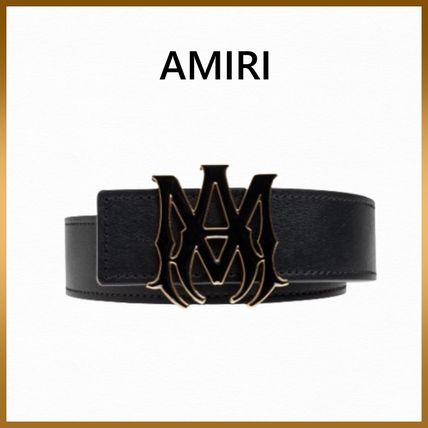 AMIRI ロゴバックル レザーベルト | ブラック | FARFETCH JP